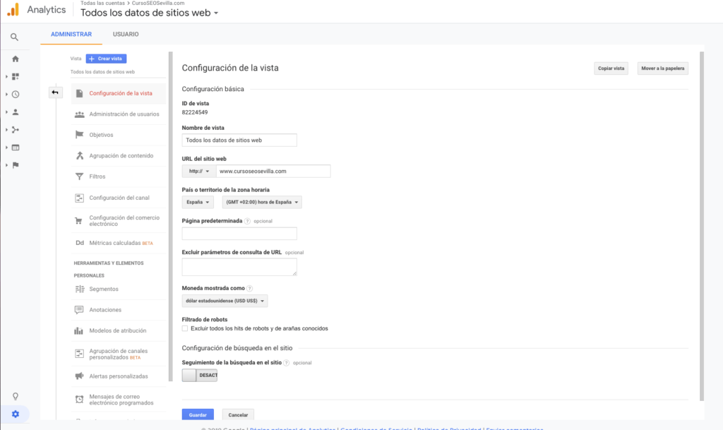 personalización en Google Analytics